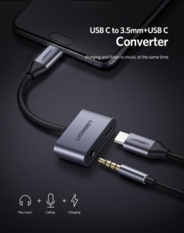 UGREEN Type C male to 3.5mm audio+Type C female Adapter