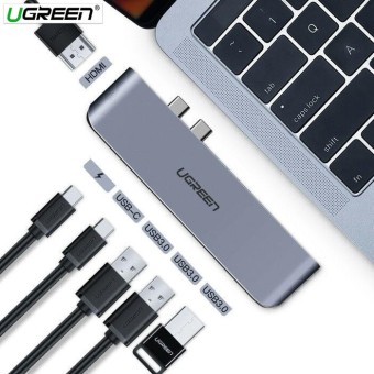UGREEN Gigabit Ethernet Converter – Dual USB-C To 2*USB 3.0 A+USB-C Female+ HDMI | Enroz Online
